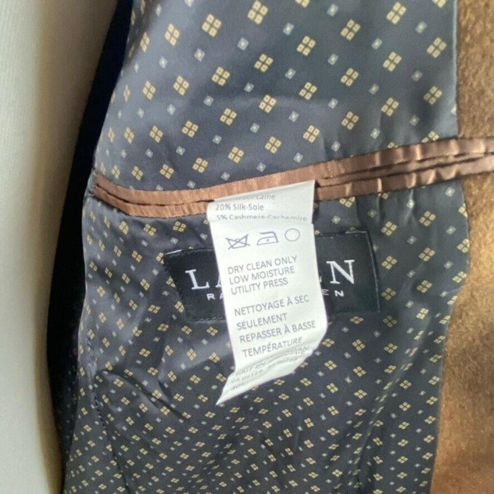 Lauren Ralph Lauren Mens $450 Luxury Wool/Cashmere Blazer Brown 36R Classic Fit - Picture 7 of 9